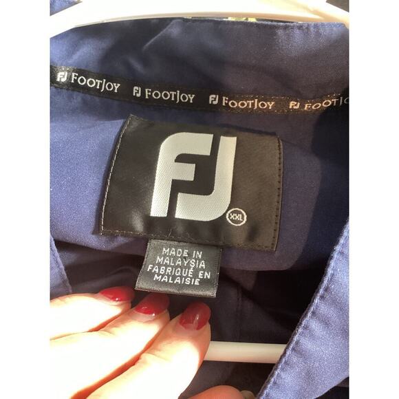 FootJoy Men Windbreaker Jacket Size XXL Navy Blue Golf Classic Preppy FJ Popover - Picture 2 of 12